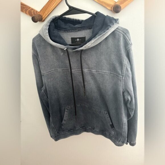 7 For All Mankind Dark Gray Hooded Jacket - Picture 1 of 8